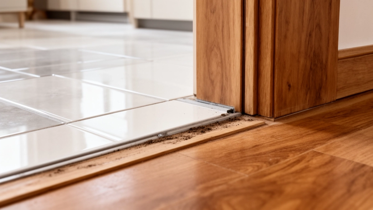 Połączenie płytek z panelami w drzwiach